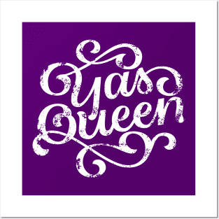 Yas Queen Distressed Cute Retro Script Posters and Art